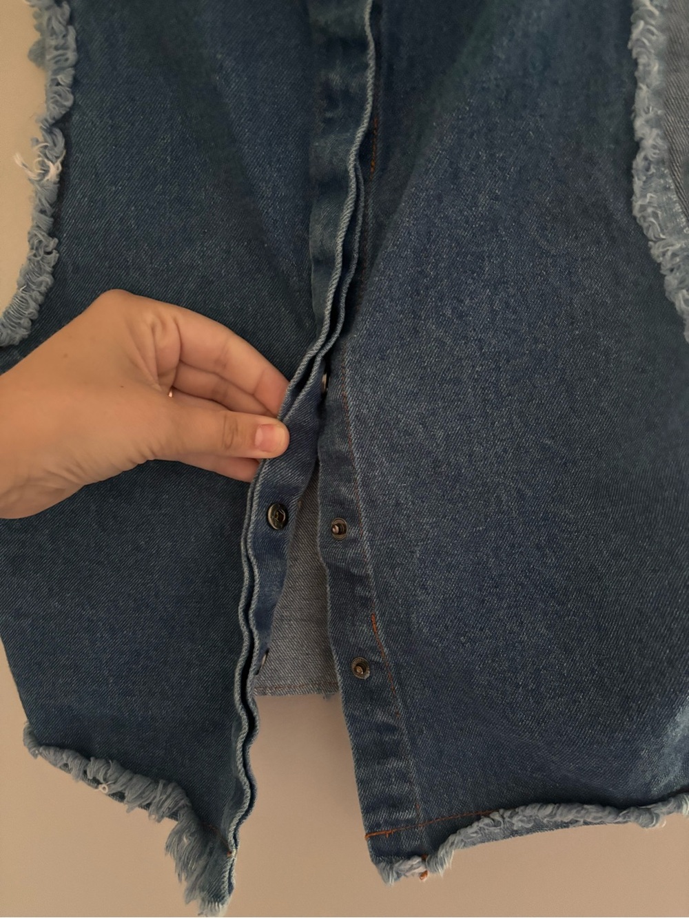 ASTR the label | denim button up back frayed edge tank - Picture 4 of 7